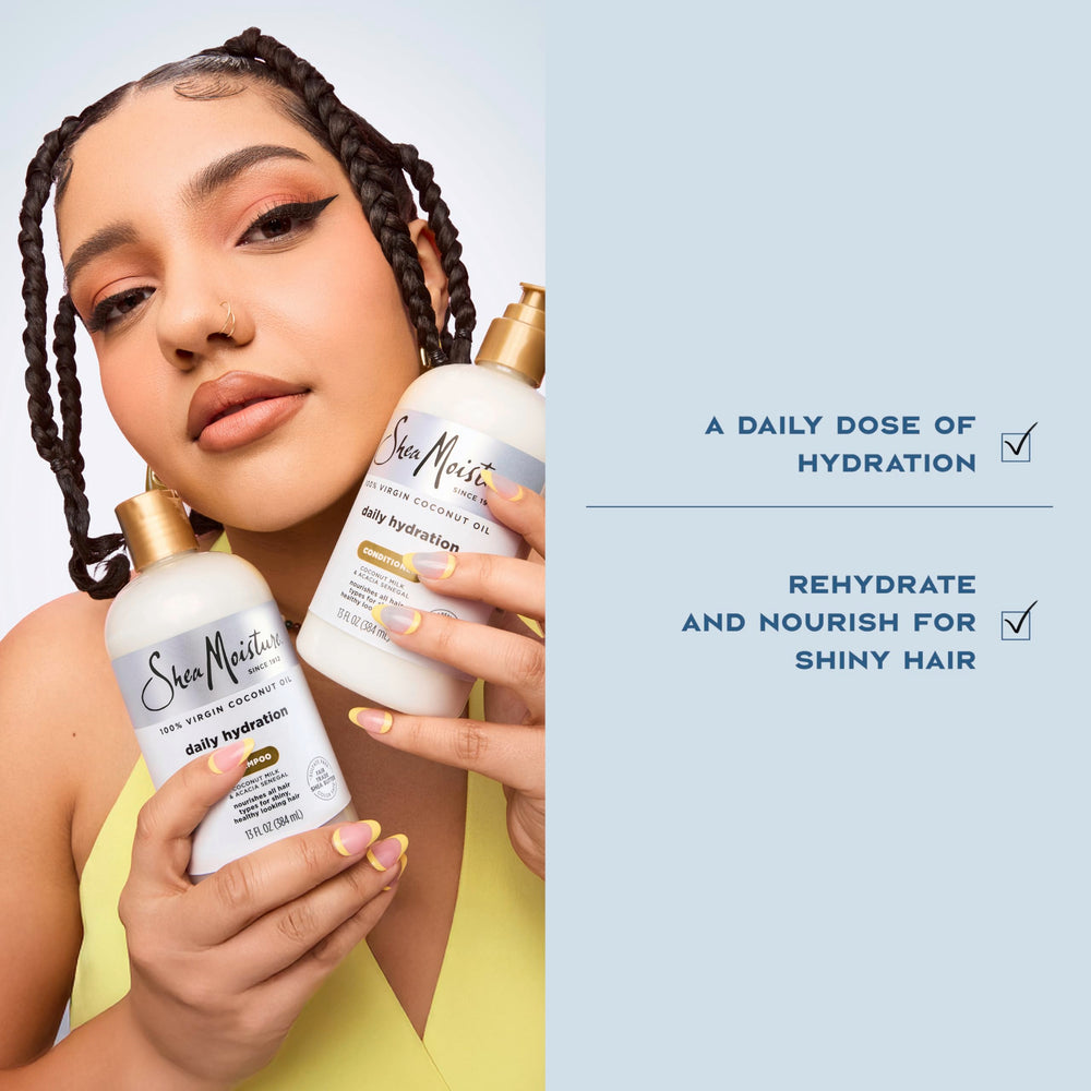 Shea Moisture bottle back label photographed to show ingredients and claims