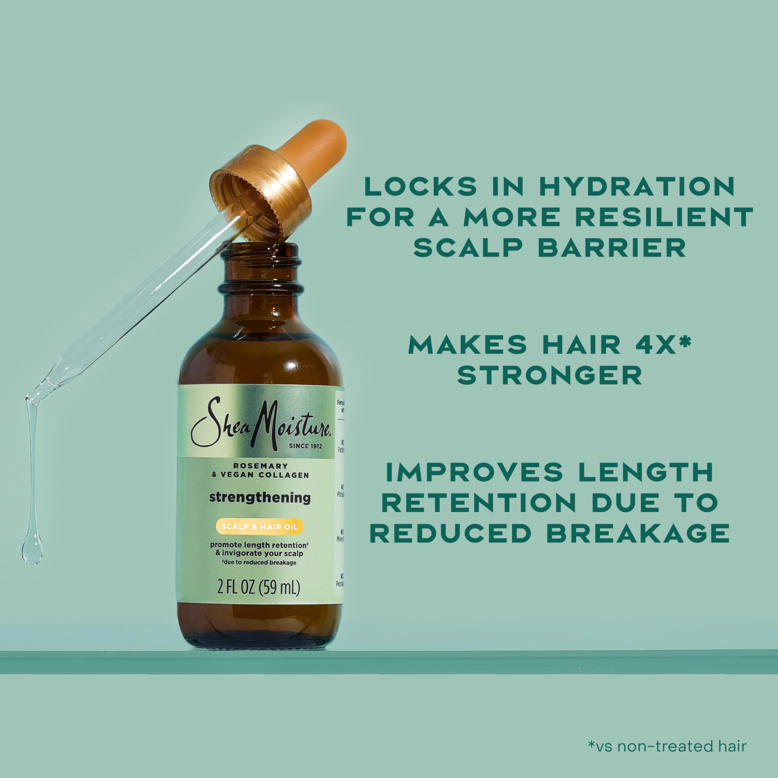 Shea Moisture bottle label close-up showing ingredient highlights and claims