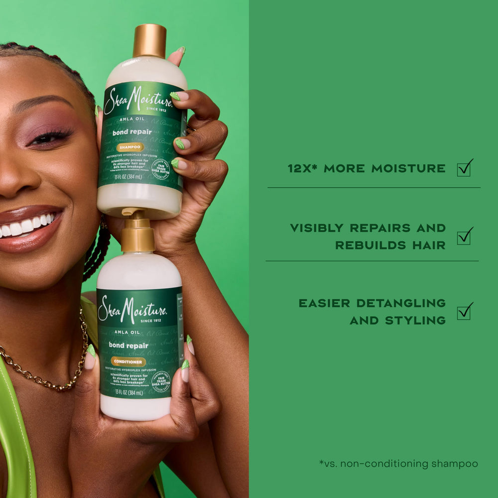 SheaMoisture being combed through hair showing reduced tangles benefit