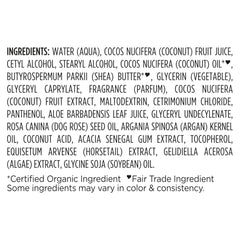 Shea Moisture ingredients display with coconuts showing natural oil hydration benefit