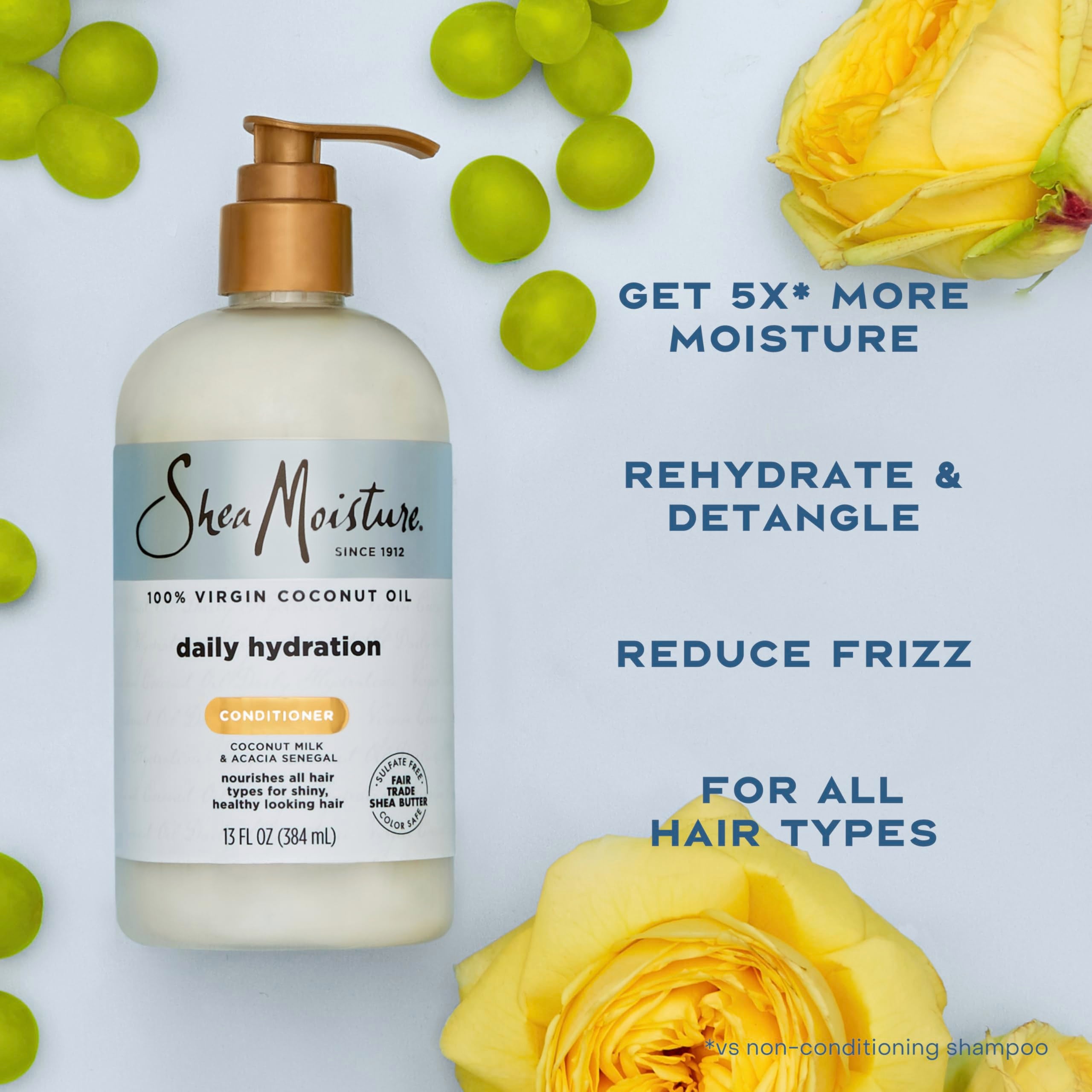 Shea Moisture conditioner being applied to wet hair demonstrating smooth application benefit