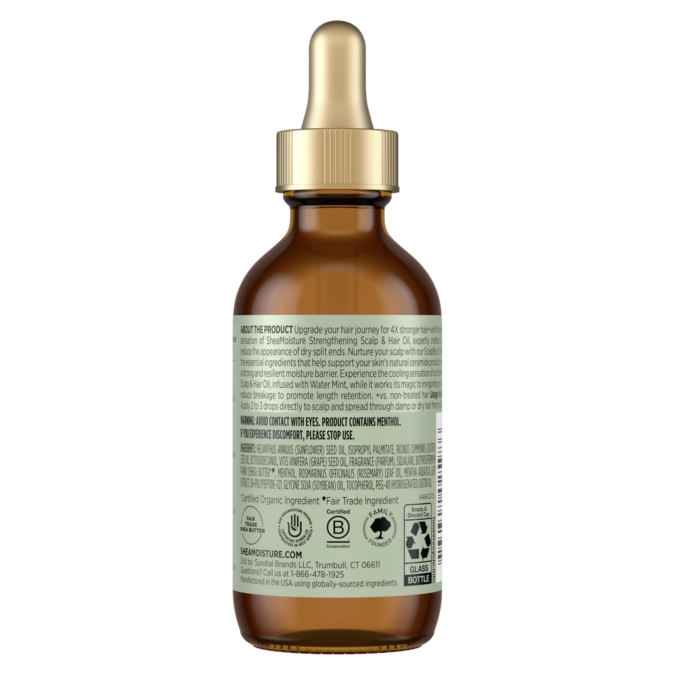Shea Moisture dropper dispensing oil demonstrating precise application control