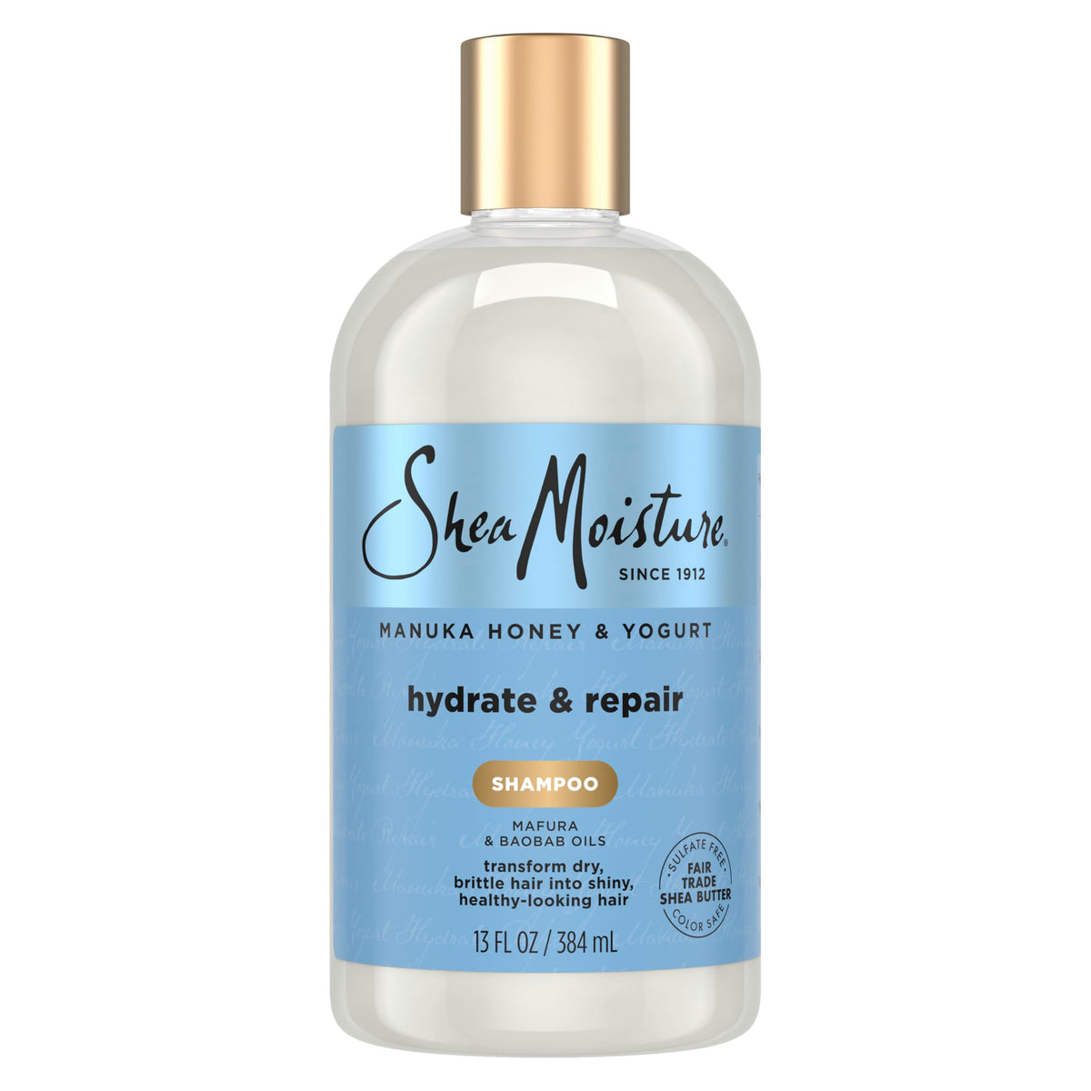 Shea Moisture front packaging showing hydrate and repair benefits