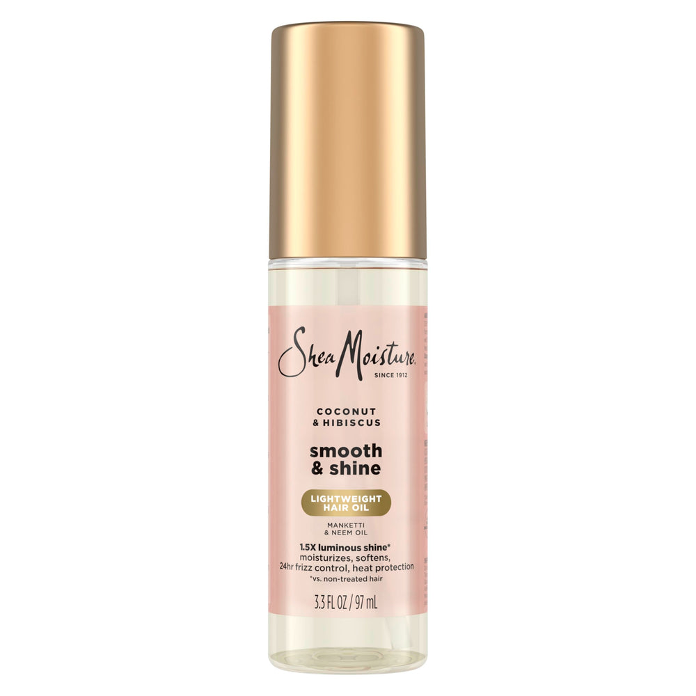 Shea Moisture front packaging showing bottle and brand for clear product identification and appeal