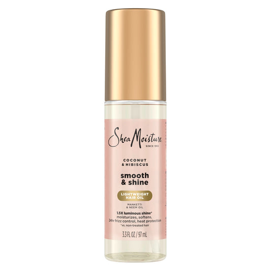 Shea Moisture front packaging showing bottle and brand for clear product identification and appeal