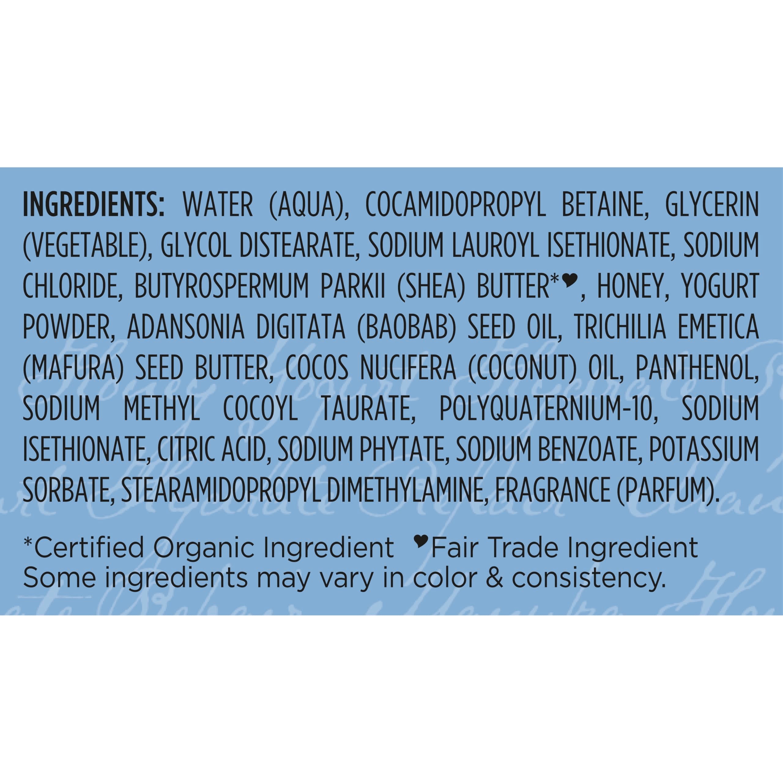 Shea Moisture label close-up showing fair-trade shea credibility