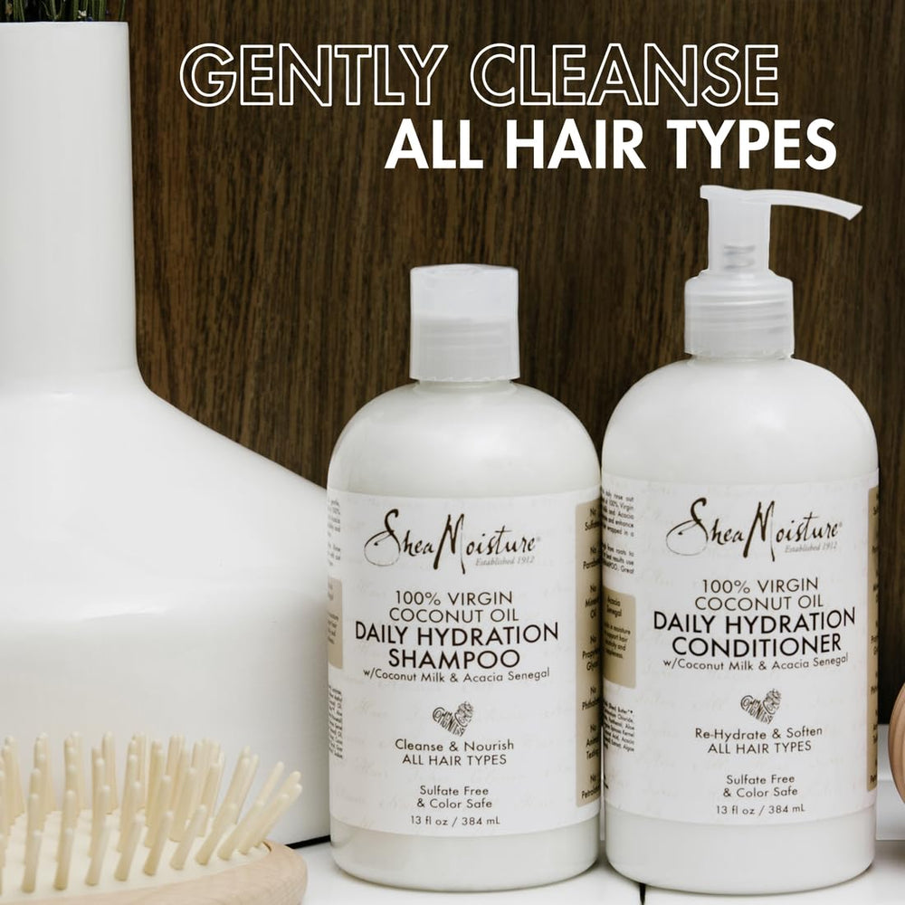 Shea Moisture bottle styled on beach-inspired shelf evoking coconut scent