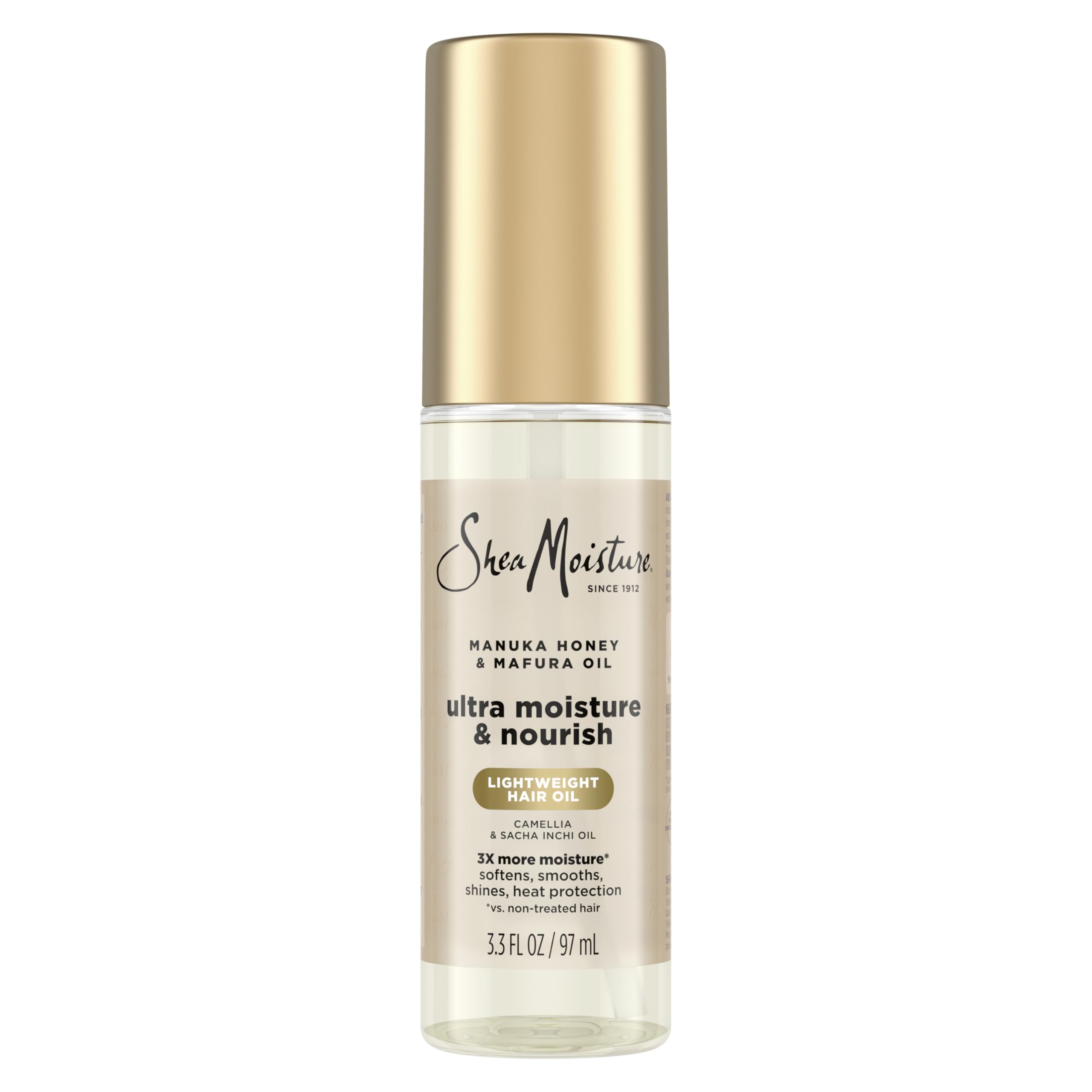 Shea Moisture front packaging showing bottle and label, conveys brand trust