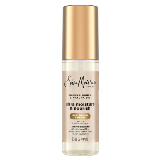 Shea Moisture front packaging showing bottle and label, conveys brand trust