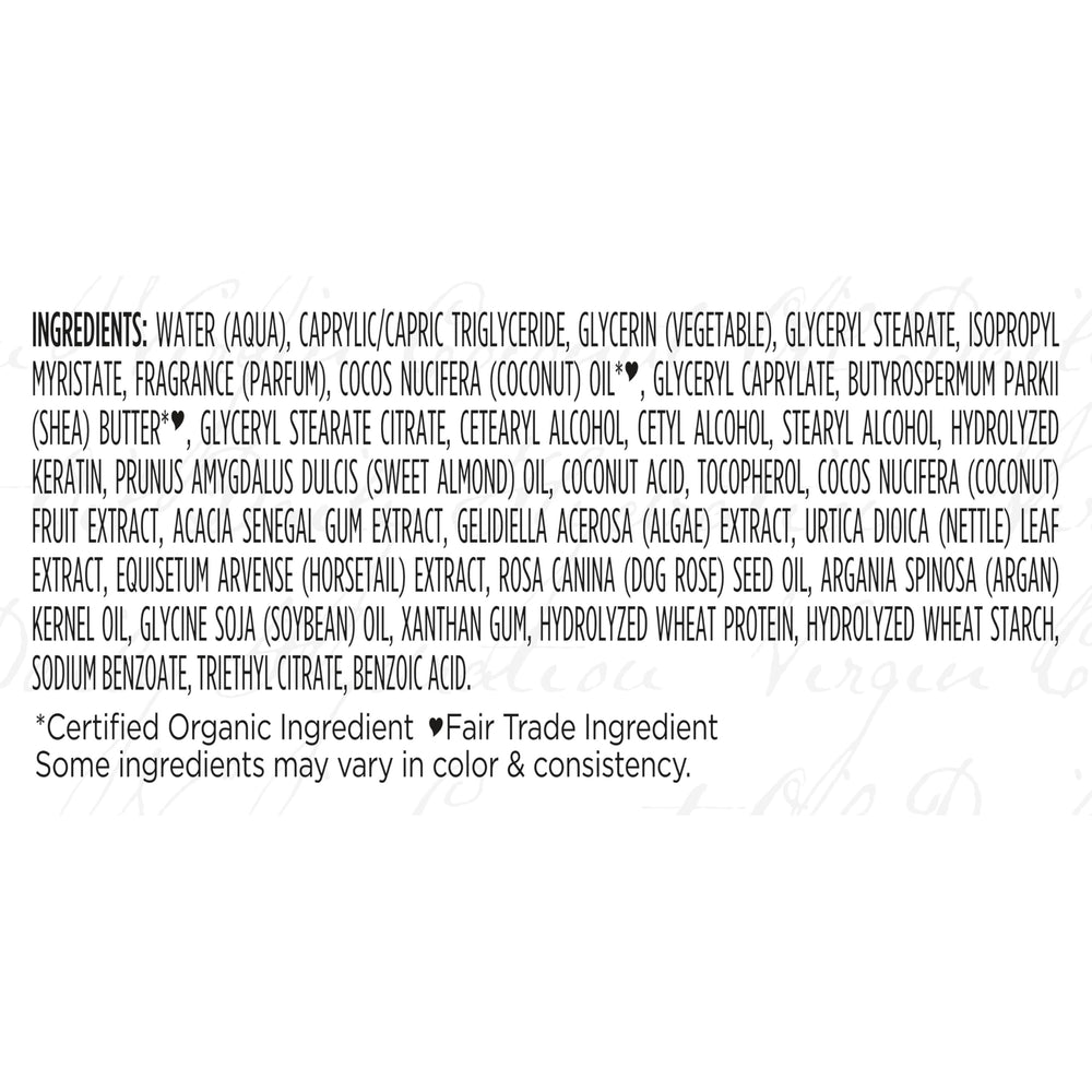 Shea Moisture back label with directions and ingredient list for informed use