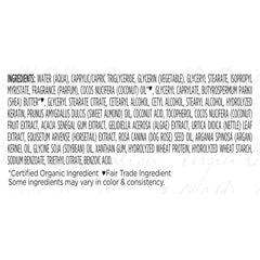 Shea Moisture back label with directions and ingredient list for informed use
