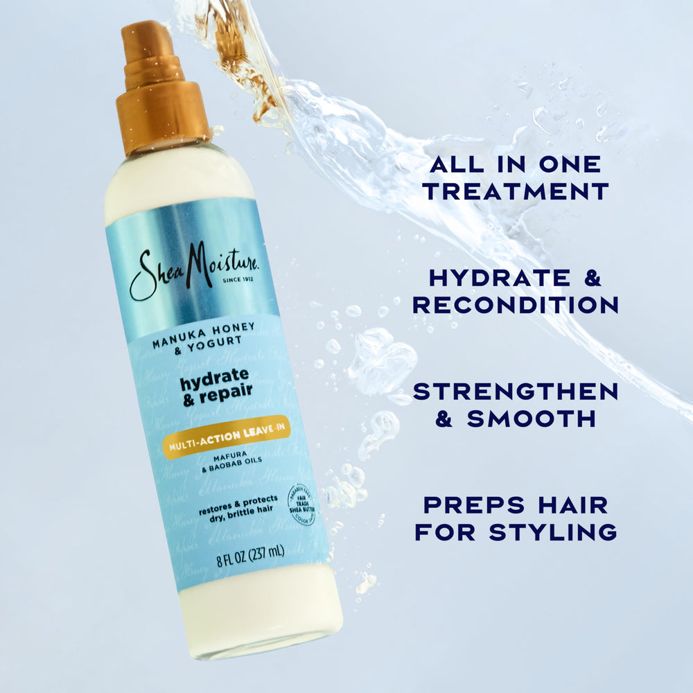 Shea Moisture 8 oz bottle in hand showing compact travel-friendly size