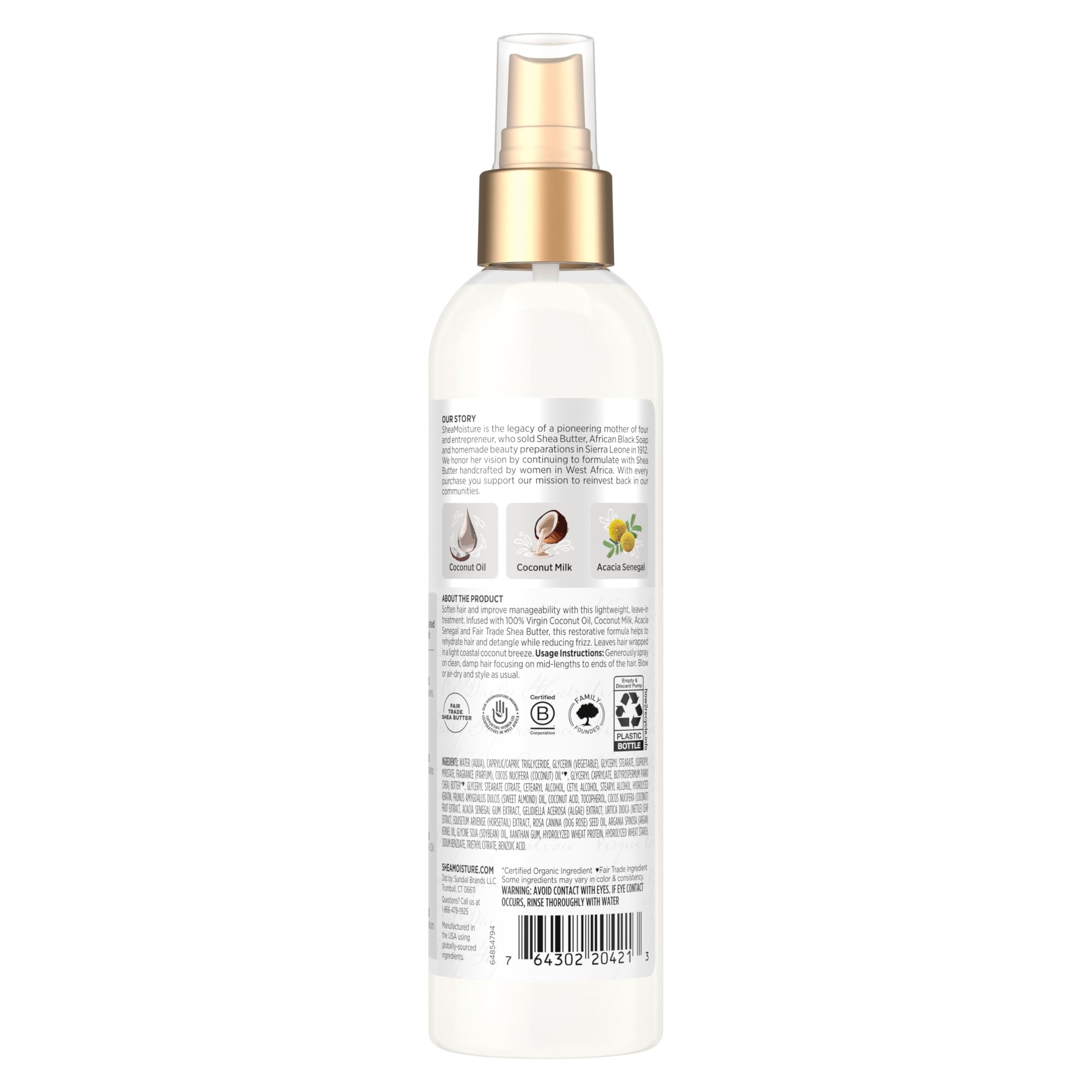 Shea Moisture spray nozzle dispensing mist for even lightweight application