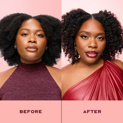 Shea Moisture application on damp hair demonstrating improved manageability and slip