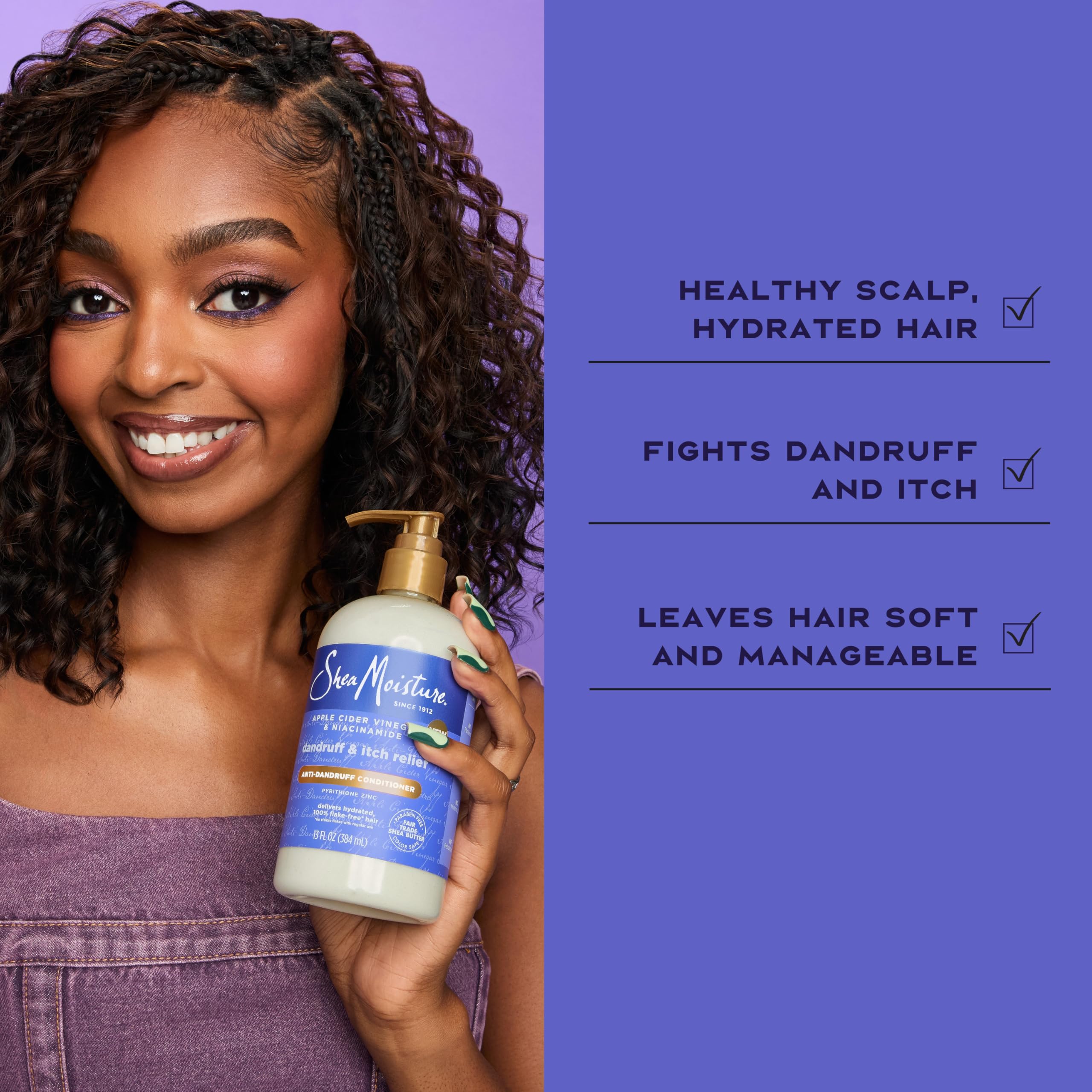SheaMoisture conditioner being applied to scalp demonstrating easy use and soothing