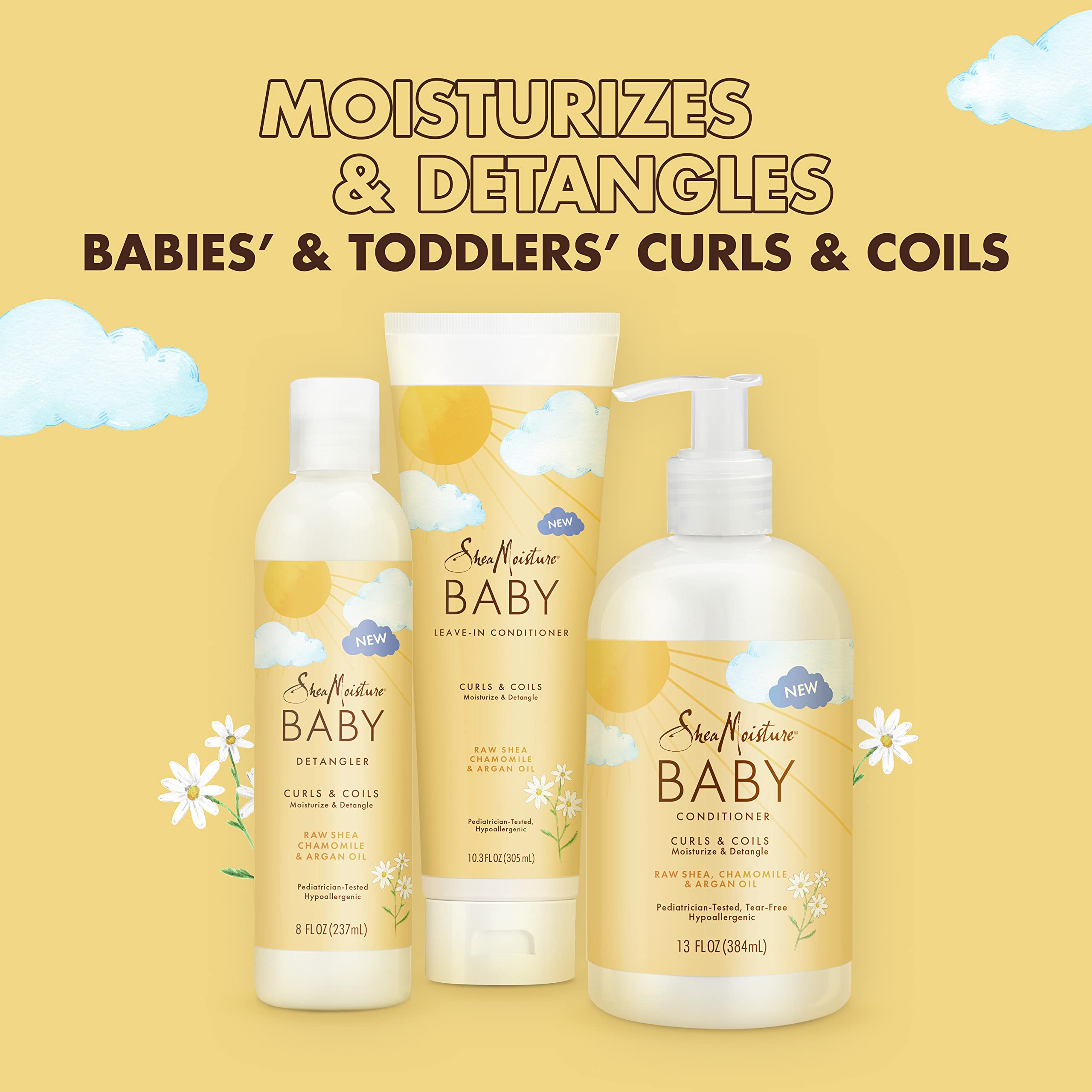 SheaMoisture in-hand application on wet hair, smooths curls for easier combing