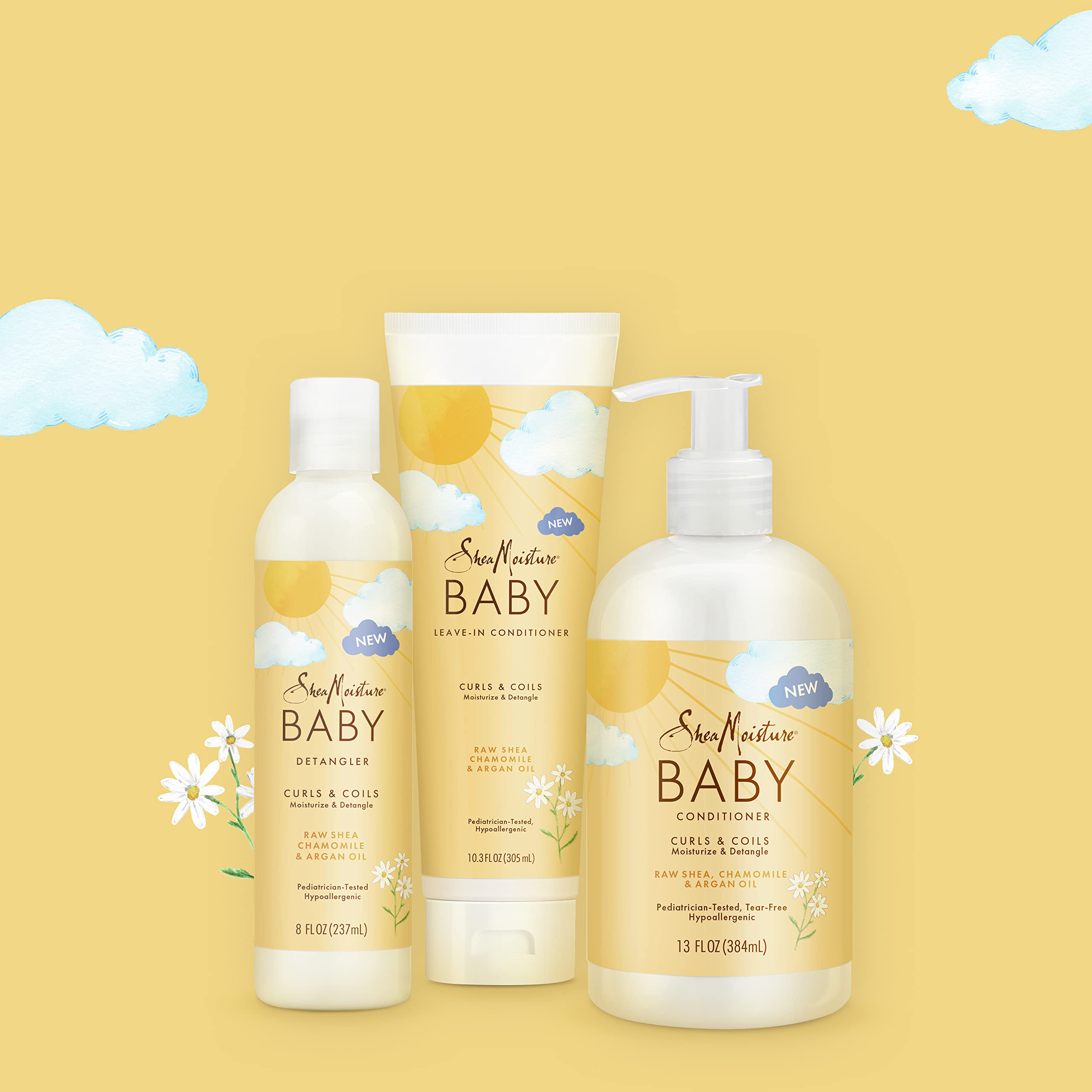 SheaMoisture baby smiling after bath, soft moisturized curls and happy expression