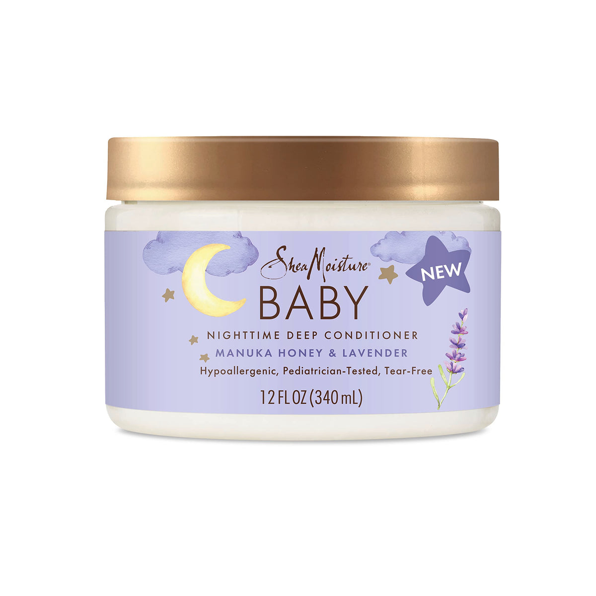 SheaMoisture baby front packaging showing 12 oz jar and label benefits