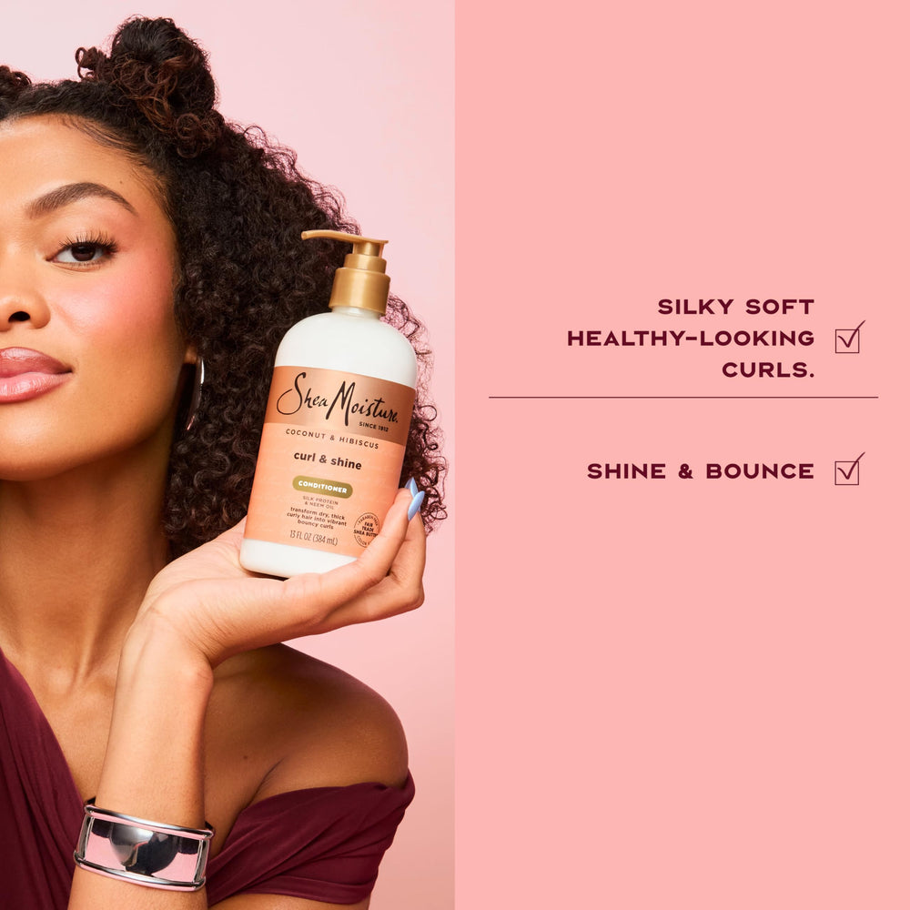 SheaMoisture before and after curly hair comparison showing defined curls