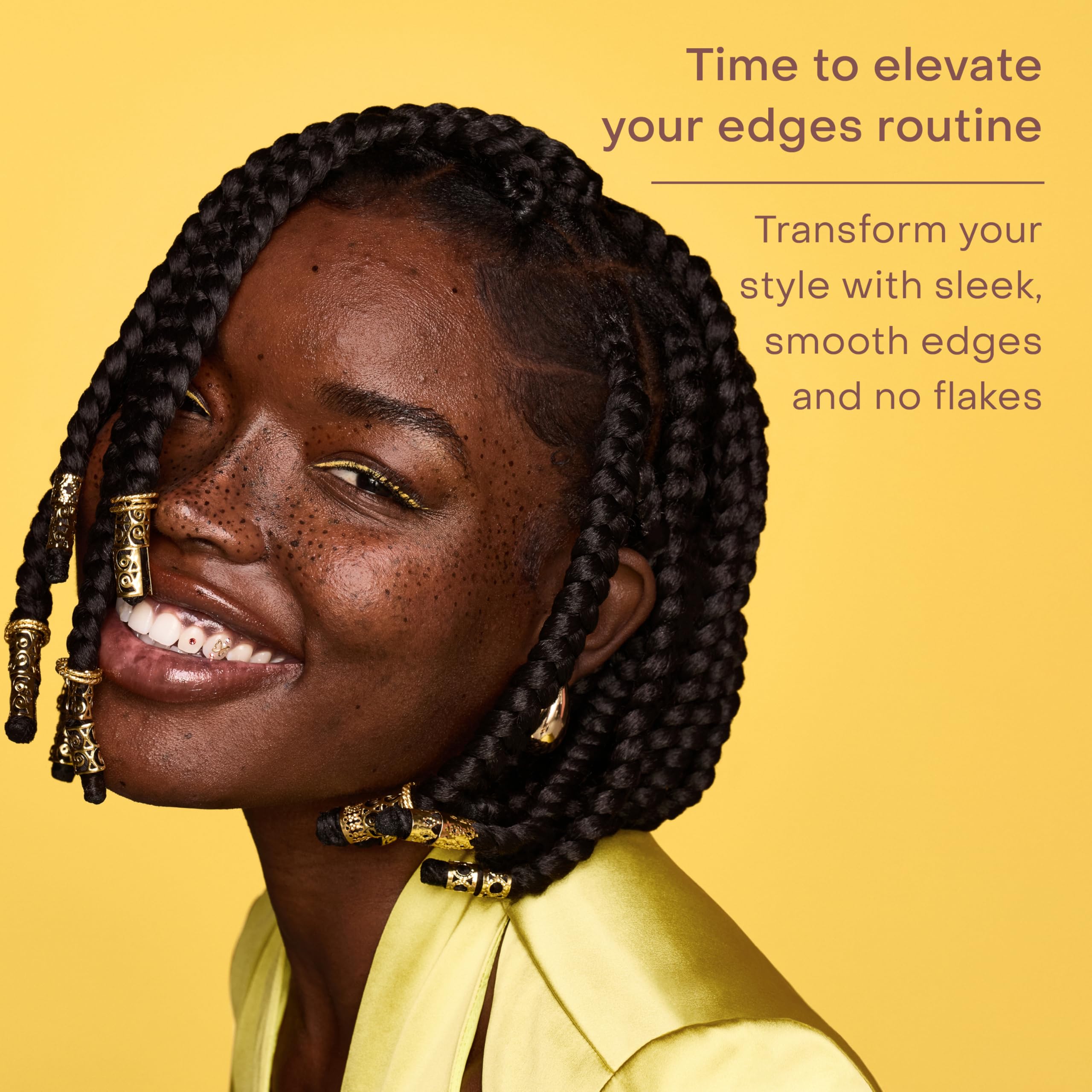 SheaMoisture before and after edges comparison showing sleek, defined hair and reduced frizz