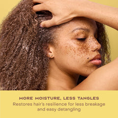 SheaMoisture before and after images showing frizz control and smoother ends