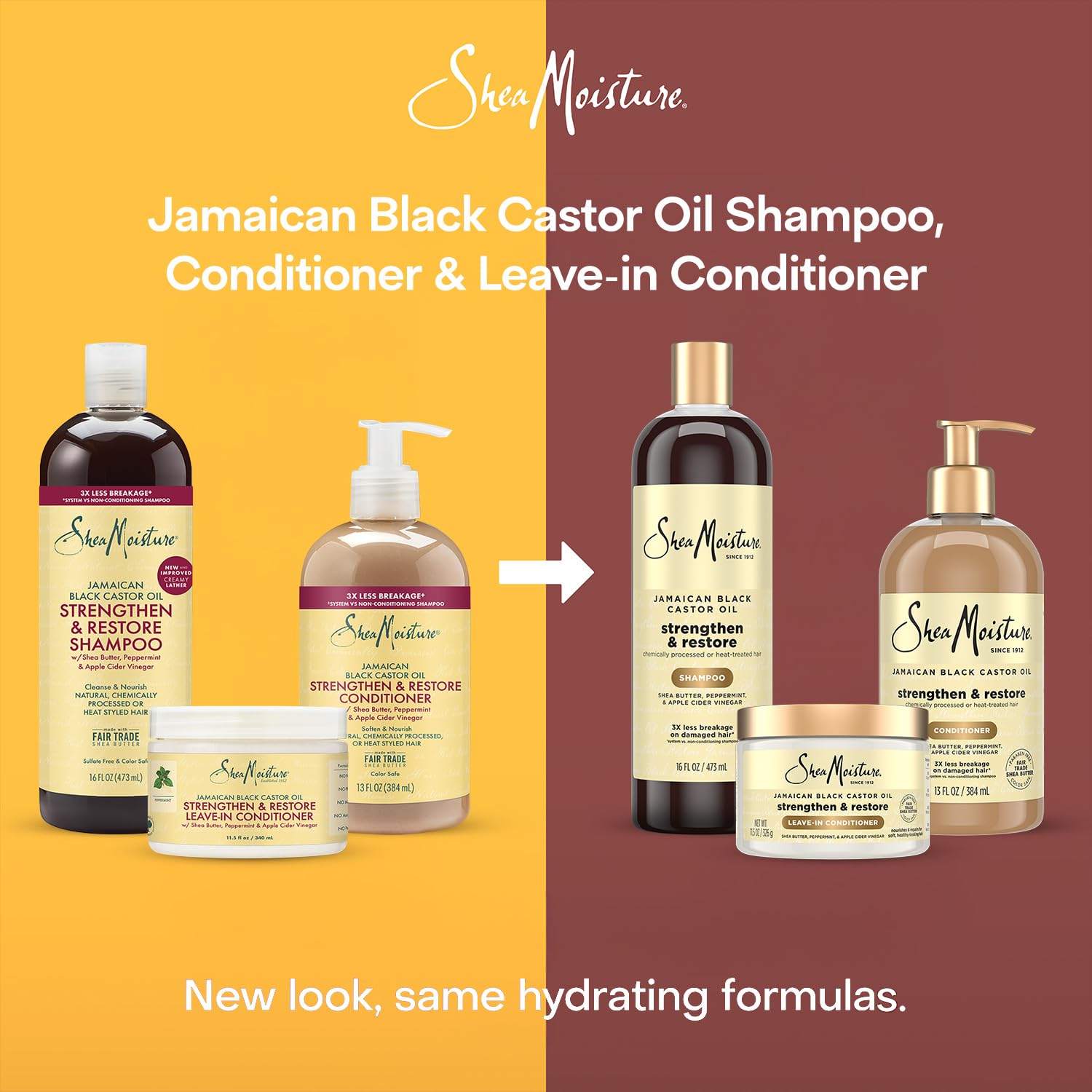 SheaMoisture before and after hair texture comparison demonstrating improved smoothness