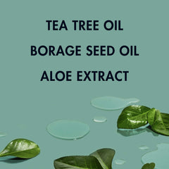 SheaMoisture bottle with tea tree borage seed oil and aloe ingredients visible