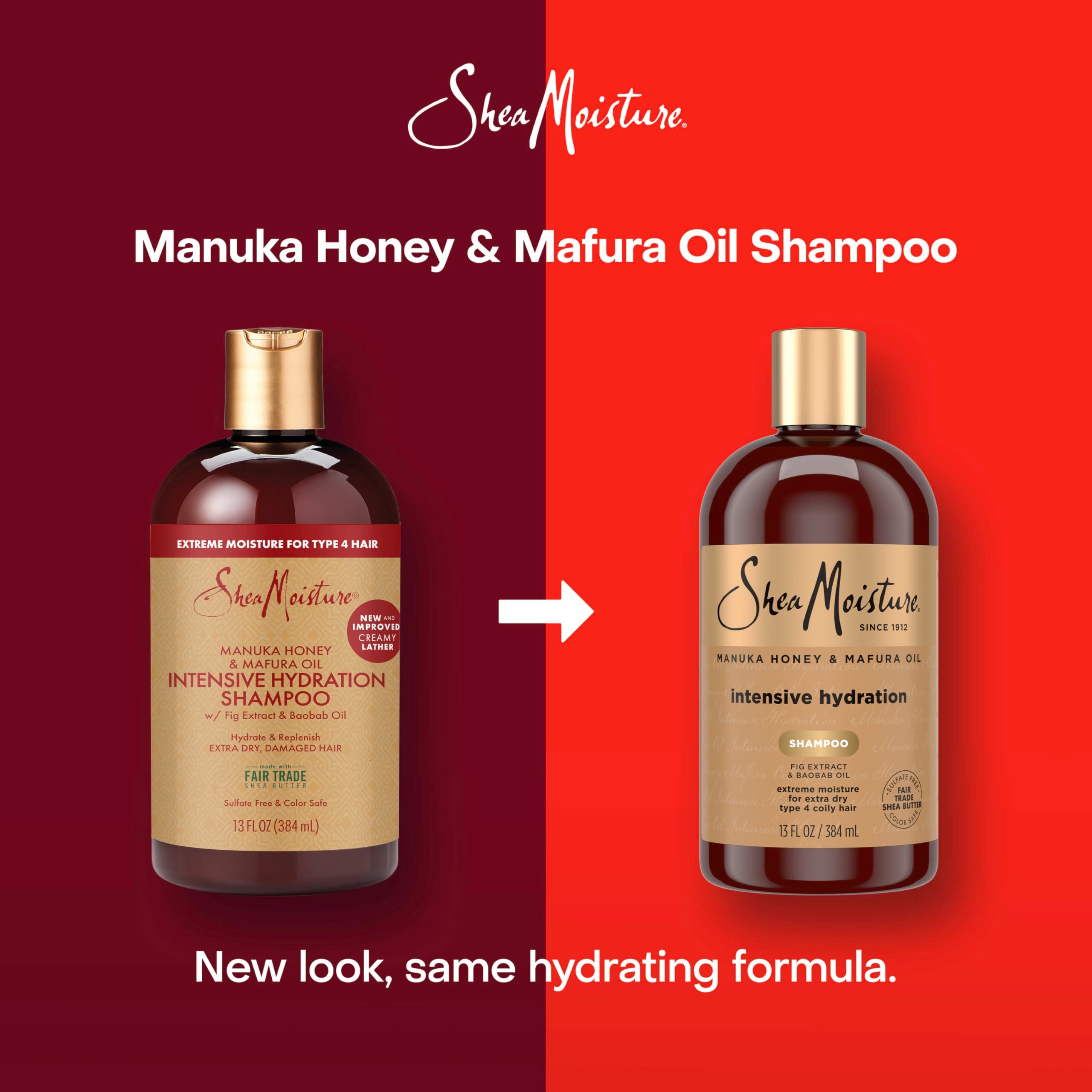 Shea Moisture label close-up showing ingredients list and fair-trade shea benefit