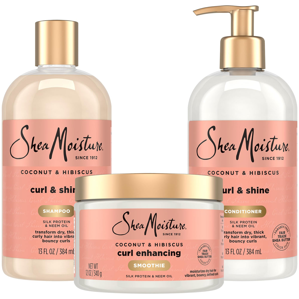 SheaMoisture front-packaging trio shown for easy shelf recognition and gift appeal