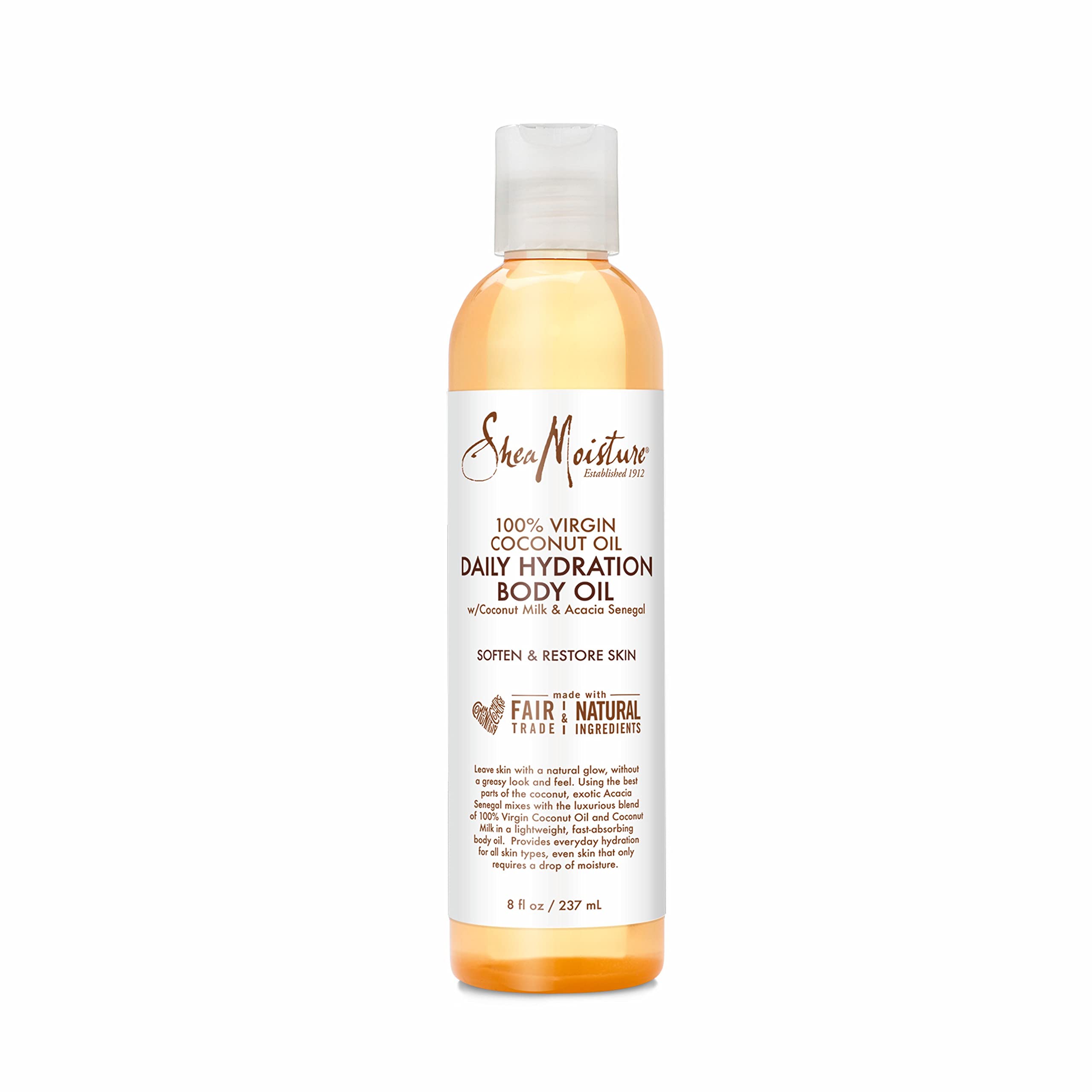 Shea Moisture front bottle showing label and 8 oz size, showcases hydration