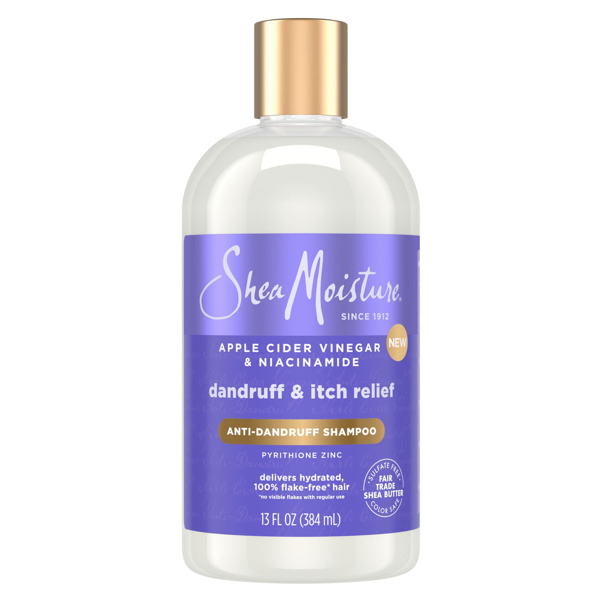 SheaMoisture front packaging showing 13 oz bottle and clear branding benefit