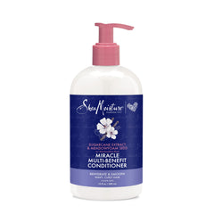 SheaMoisture front packaging showing bottle and label, highlights clean hydration benefits