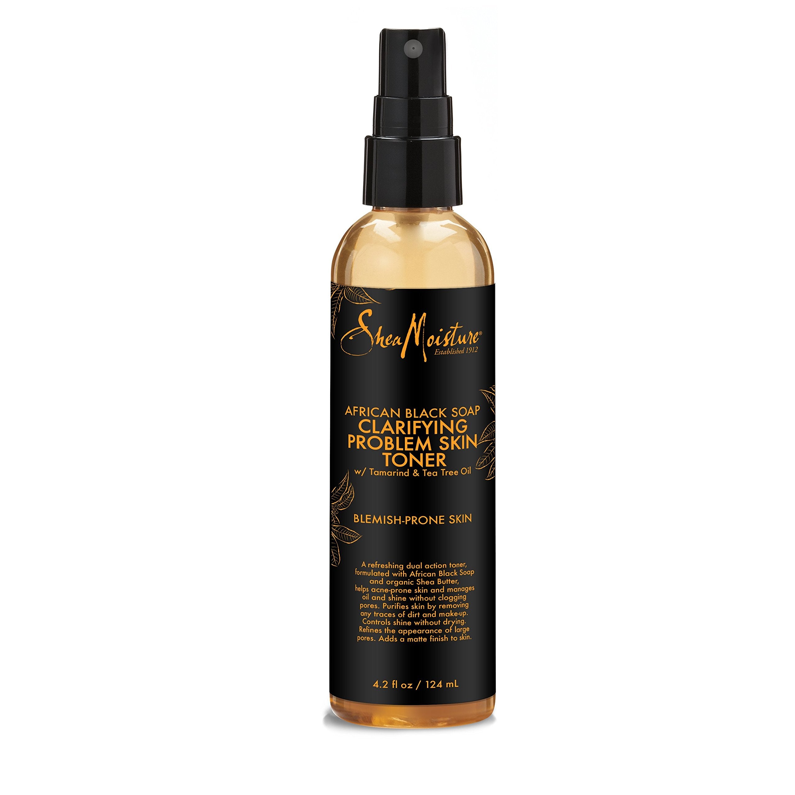 Shea Moisture front bottle showing clarifying toner benefits