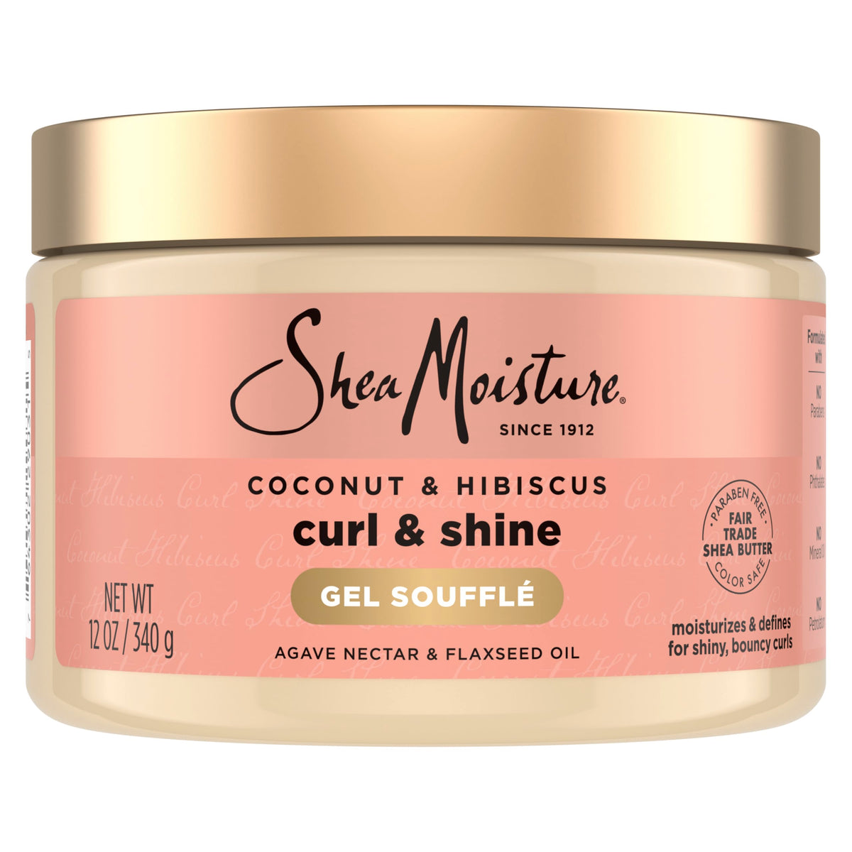 SheaMoisture front jar showing coconut and hibiscus for hydrated curls