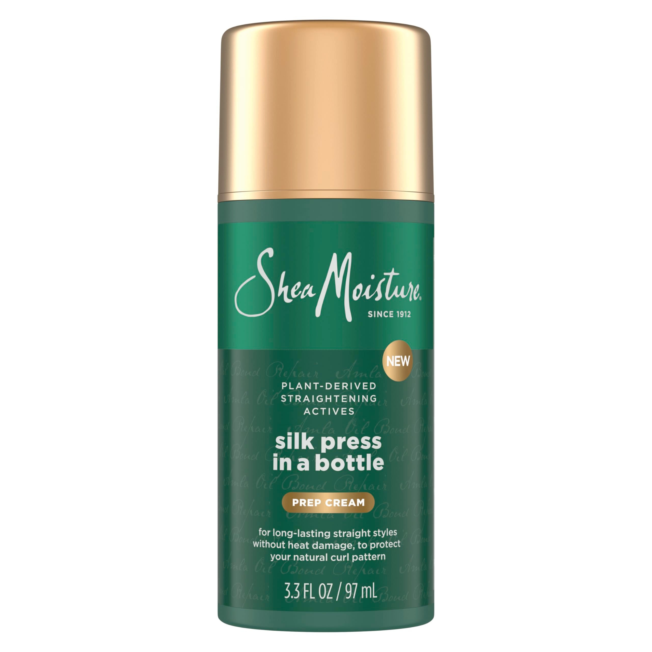 SheaMoisture front packaging showing silk press prep cream benefits