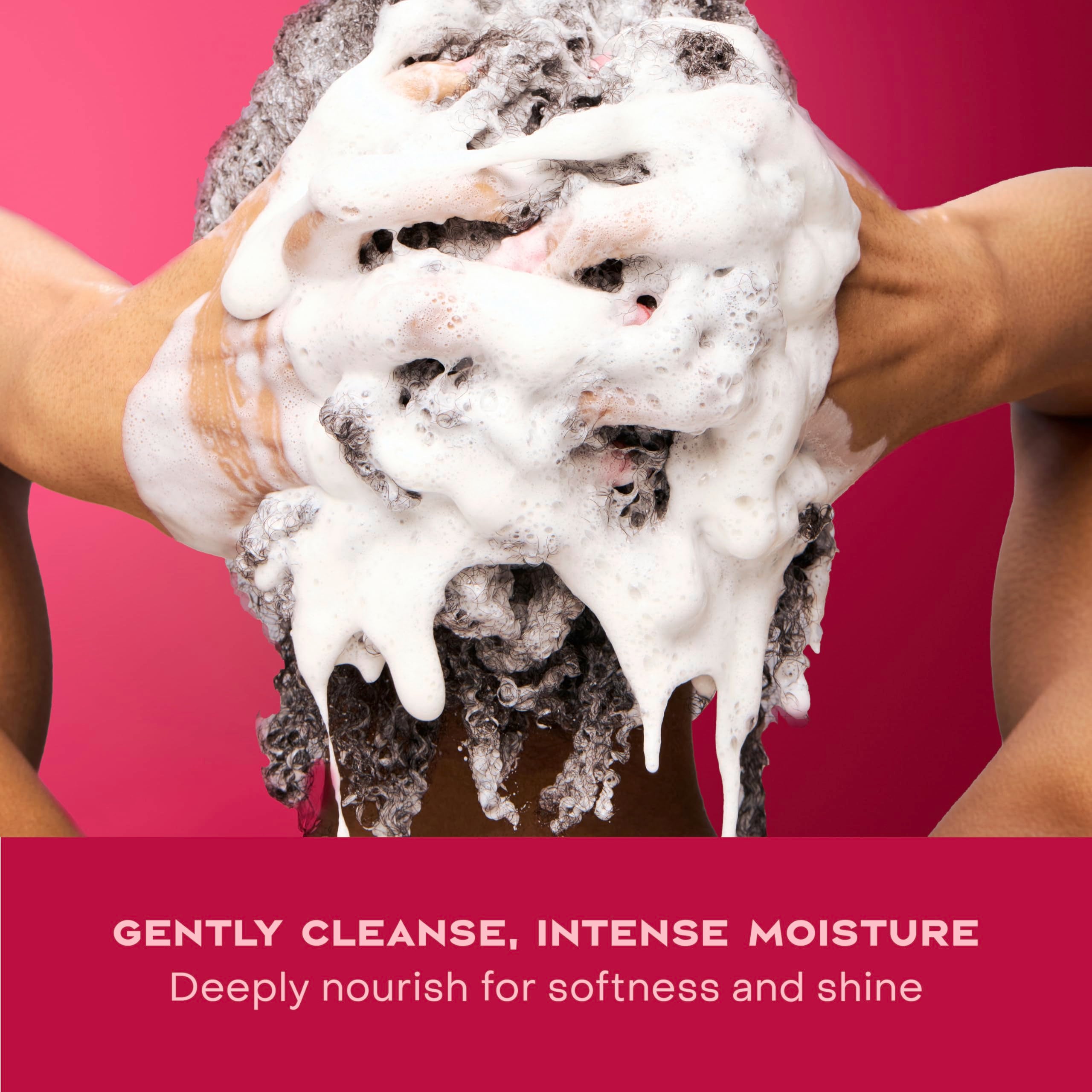 Shea Moisture shampoo in wet coily hair showing improved slip and easier detangling