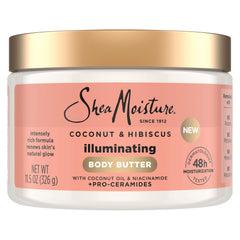 SheaMoisture jar front view showing label and radiant packaging benefit
