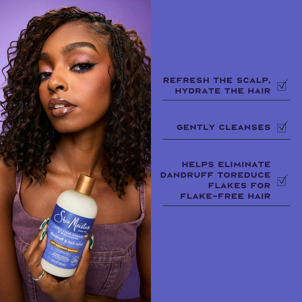 SheaMoisture apple cider vinegar ingredient image emphasizing buildup-removal benefit