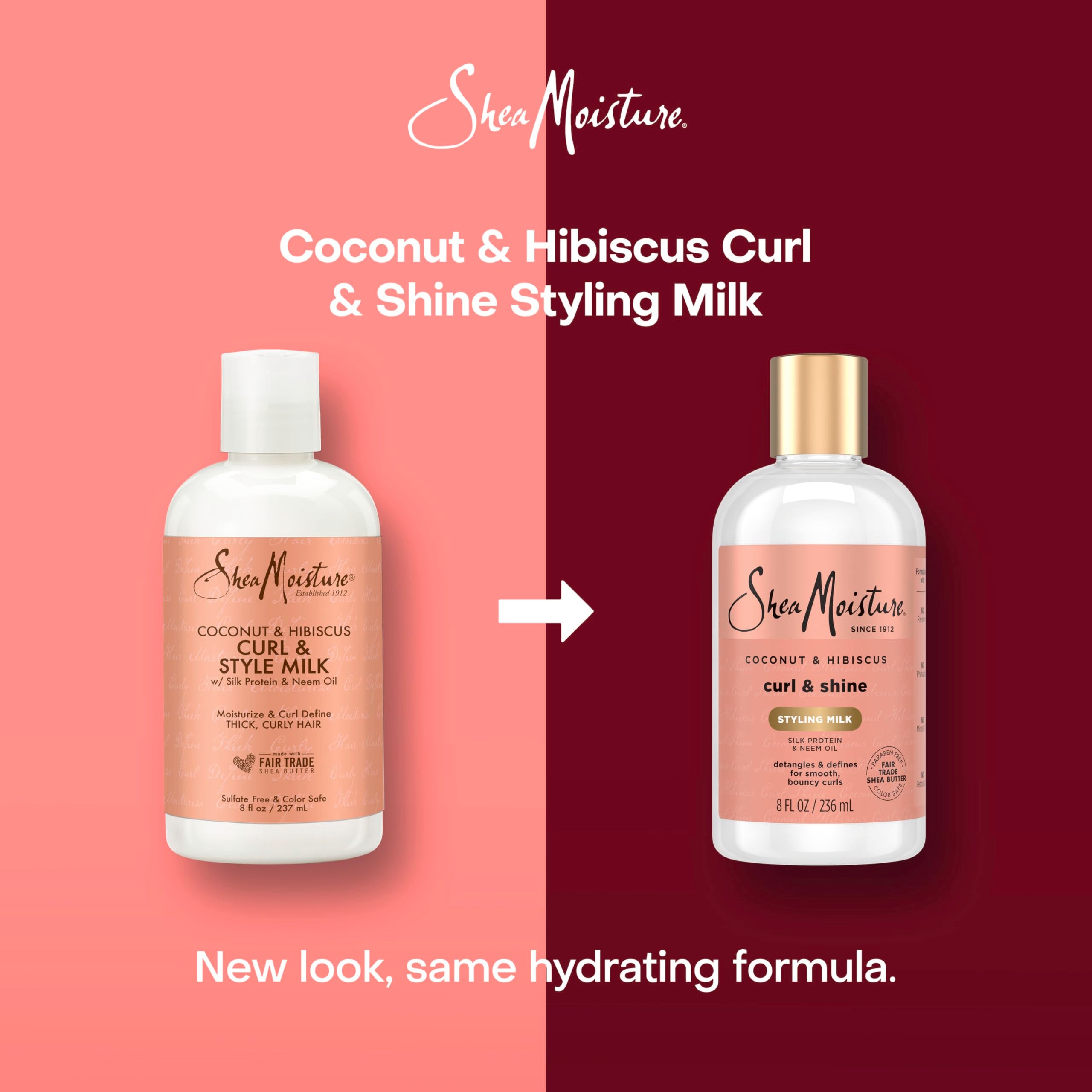 Shea Moisture coconut and hibiscus ingredients highlighting natural moisturizing benefits