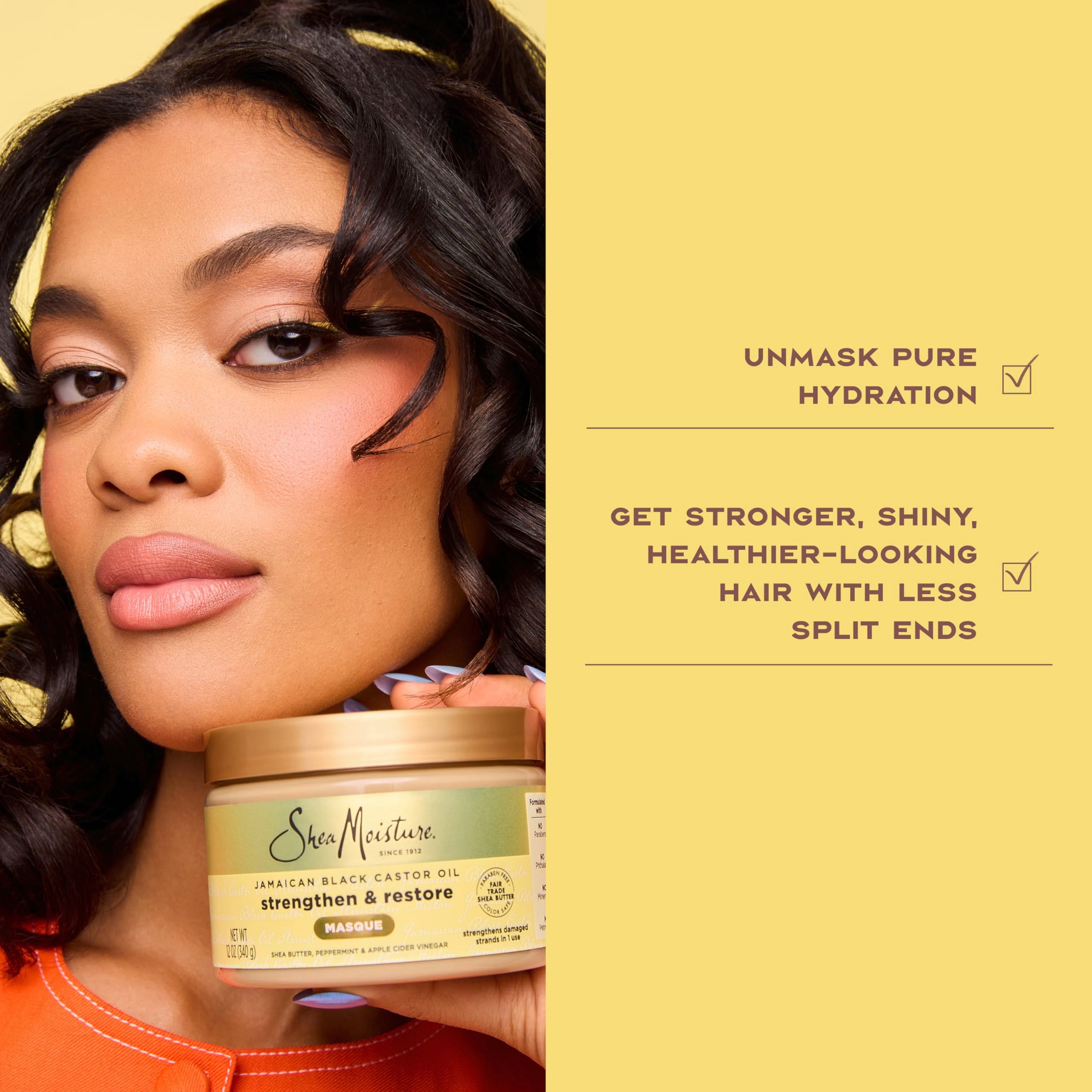 SheaMoisture ingredients bowl with shea butter and castor oil highlight
