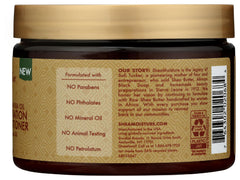 SheaMoisture ingredients label highlighting Manuka Honey and Mafura Oil benefits