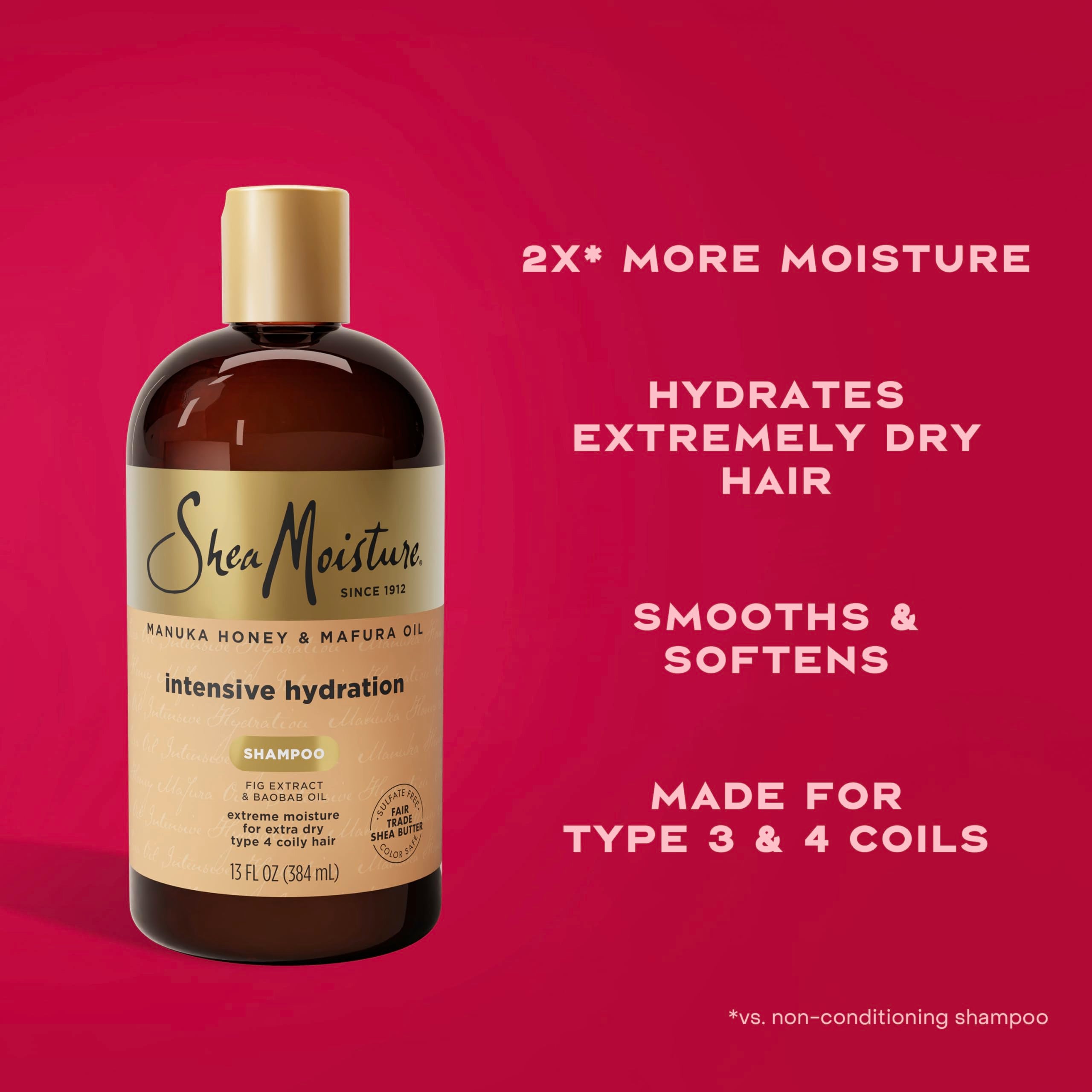 Shea Moisture oils and manuka honey bottle highlight nourishing ingredient benefits