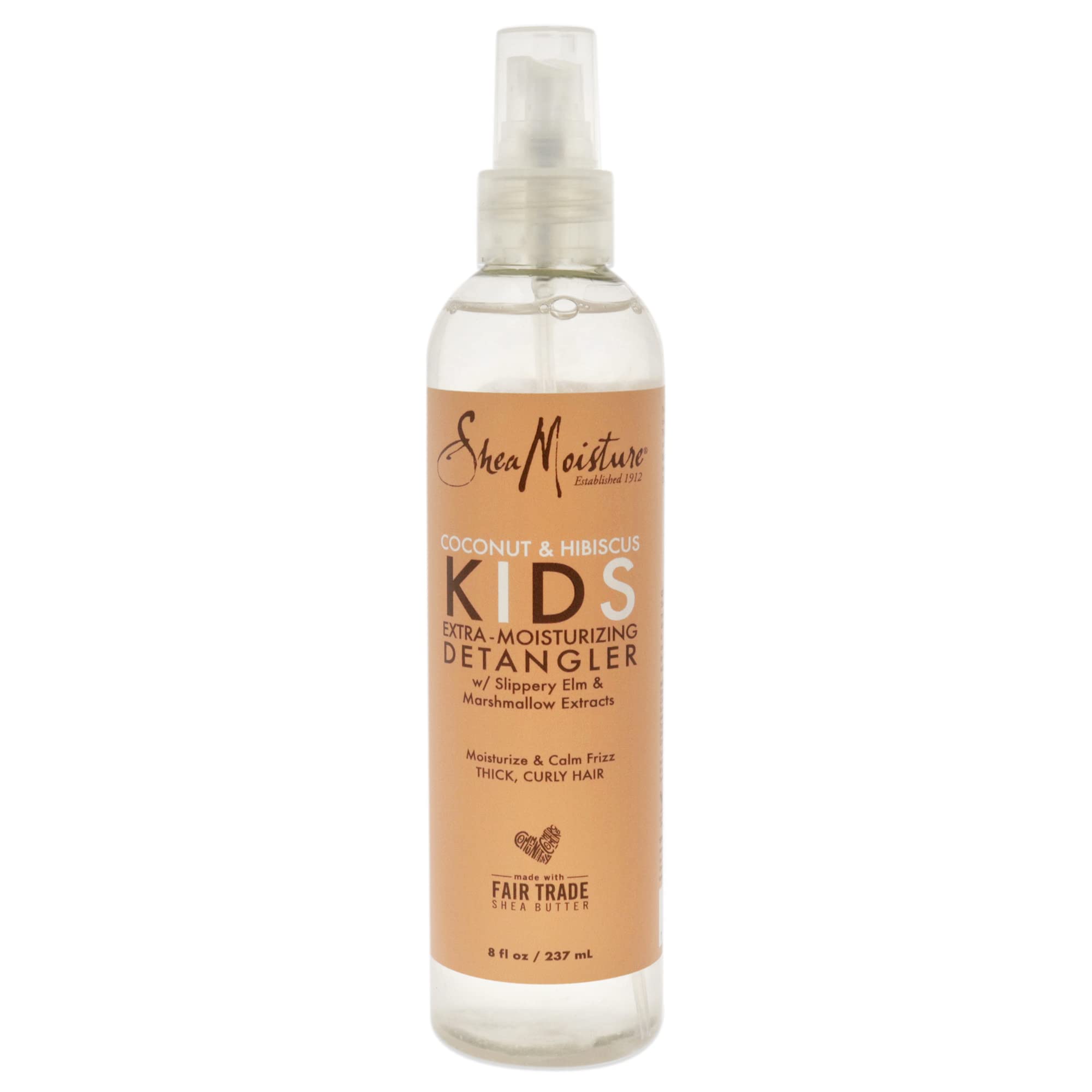 SheaMoisture kids detangler front packaging showing bottle and label, easy identification and benefit