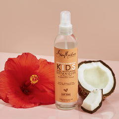SheaMoisture kids detangler in bathroom lifestyle scene showing easy routine integration