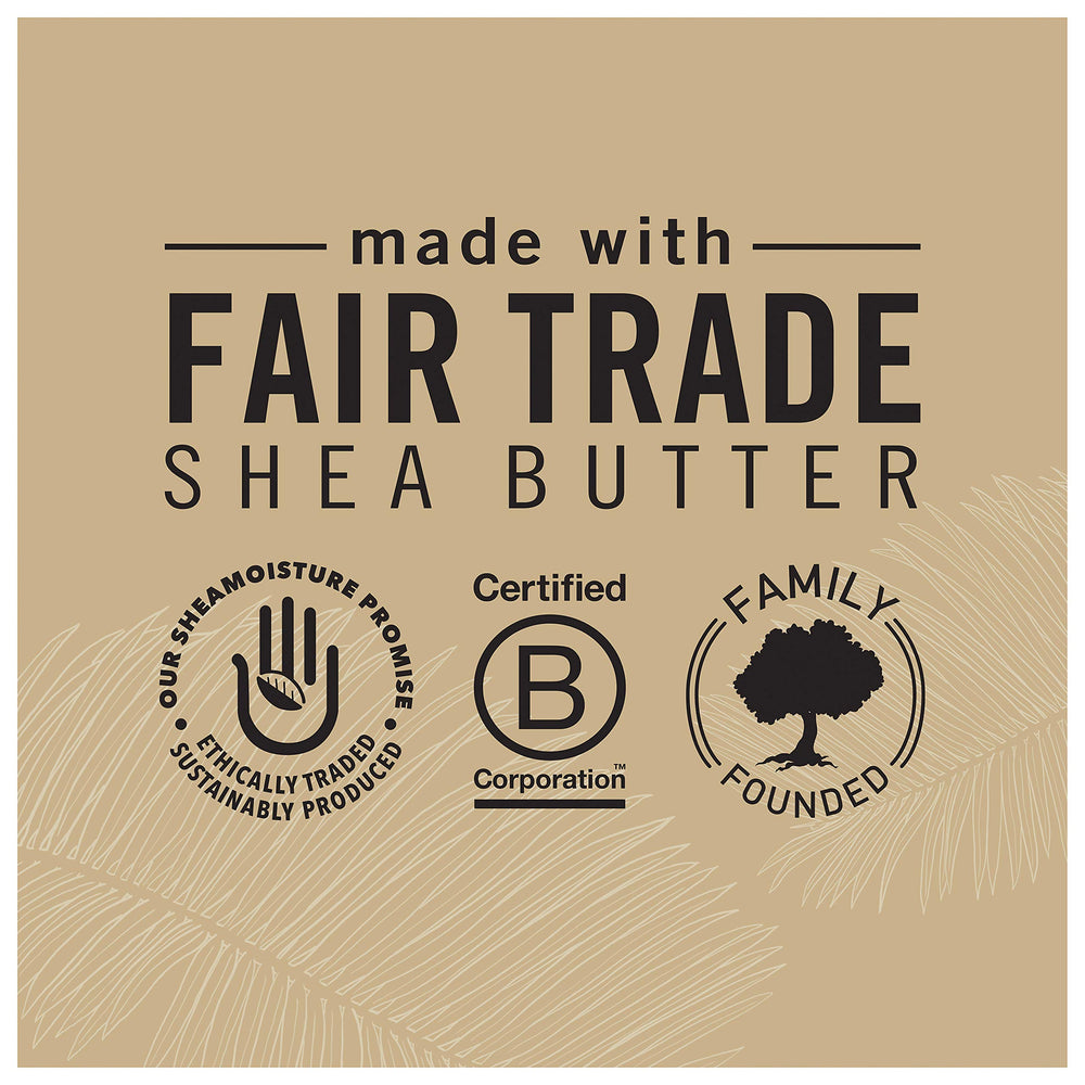 SheaMoisture product label close-up listing natural ingredients and free-from claims