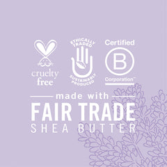 SheaMoisture label ingredient list close-up promoting Fair Trade Shea Butter