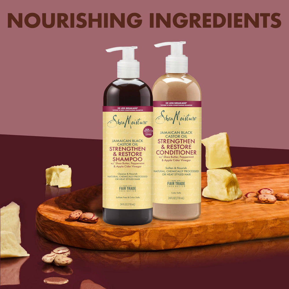 SheaMoisture label closeup showing Fair Trade Shea Butter benefit