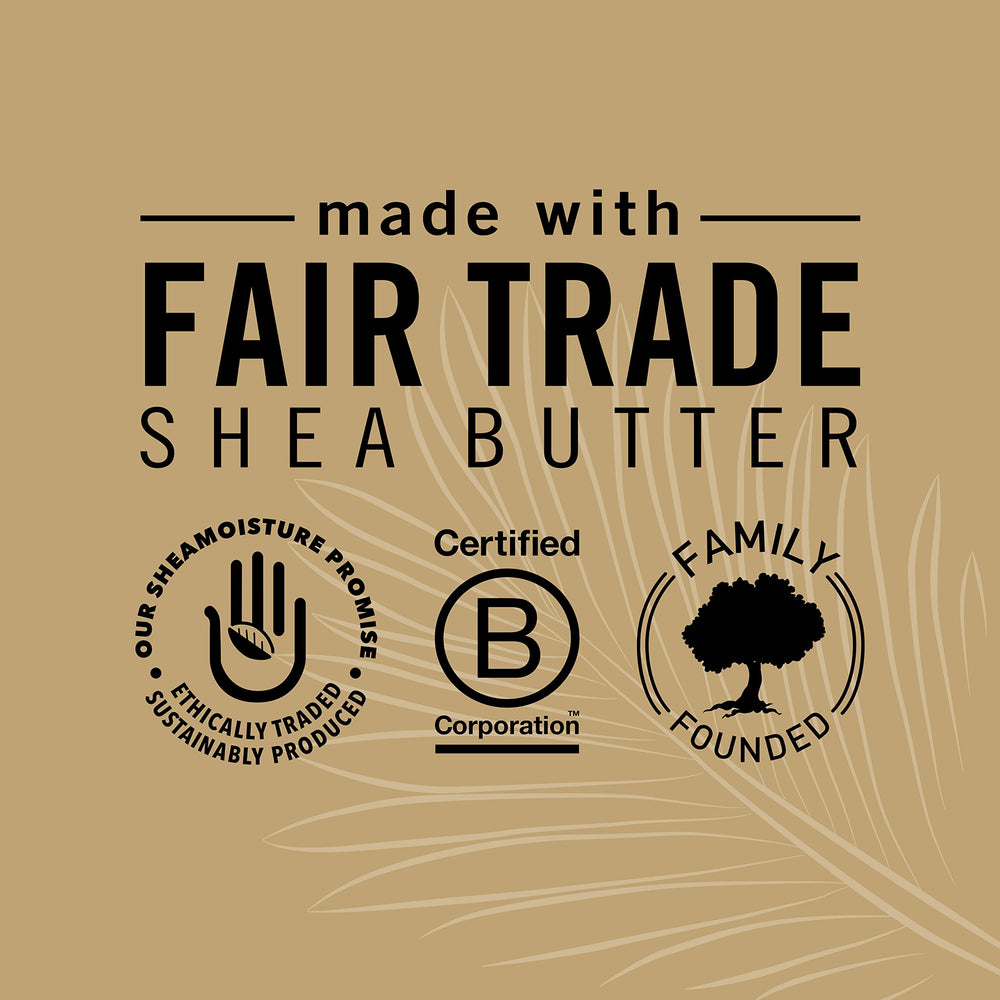 Shea Moisture on bathroom shelf styled lifestyle scene, suggests daily ritual