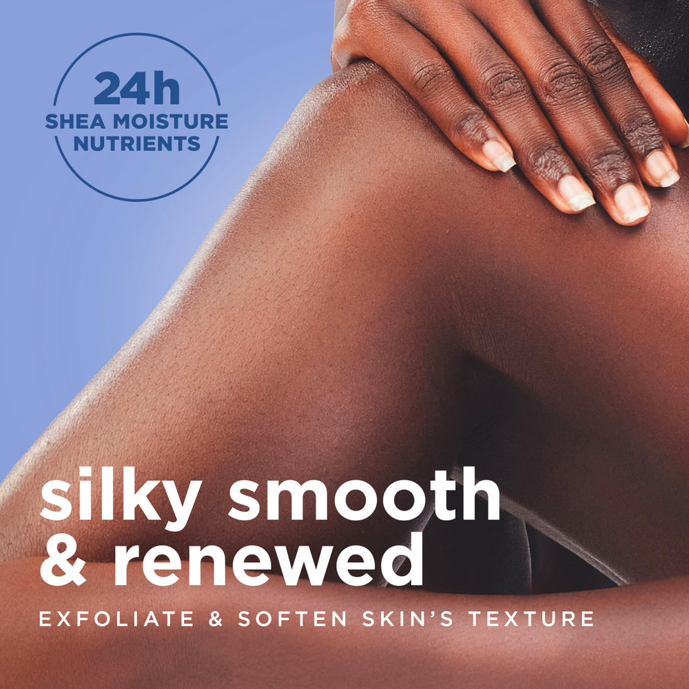 SheaMoisture rich lather on skin demonstrating gentle cleansing action