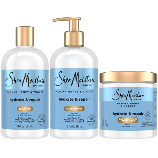 SheaMoisture front packaging showing the full hydrate and repair kit benefit